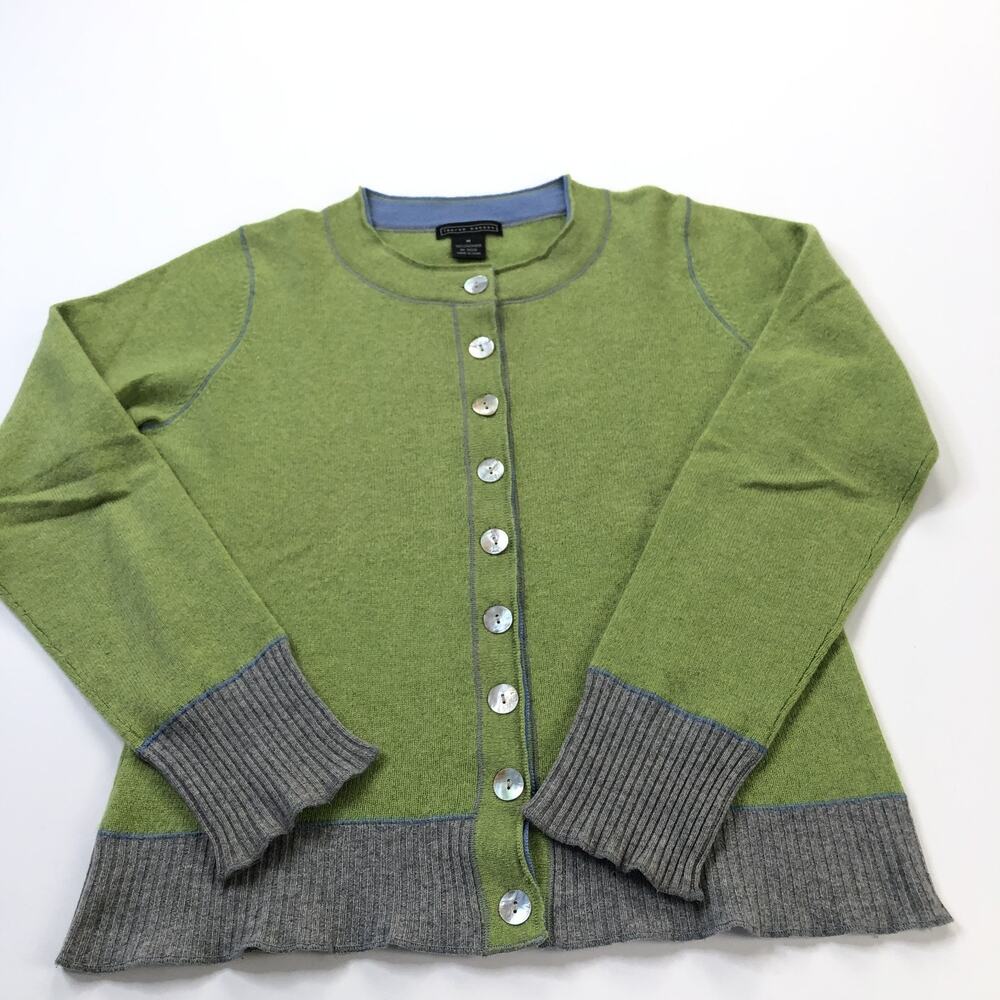 Lauren Hansen Vintage VTG Medium Women's Button Cardigan Sweater Green